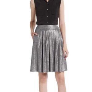 Eileen Fisher A-line Metallic Silver Mini Skirt S